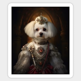 Graceful Bichon Frisé - Medieval Spanish Princess Sticker